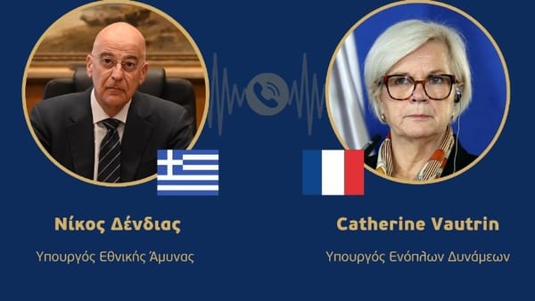 Την ανανέωση και τον εμπλουτισμό της Συμφωνίας Στρατηγικής Εταιρικής Σχέσης για τη Συνεργασία στην Άμυνα και την Ασφάλεια μεταξύ Ελλάδας και Γαλλίας συζήτησαν οι Ν. Δένδιας και Κ. Βοτρίν